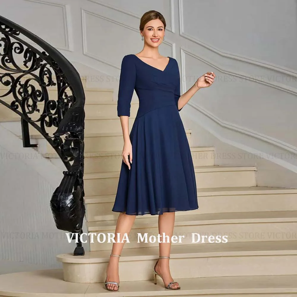 

VICTORIA Customized Simple Mother of the Bride Dress 2026 A-Line V-Neck Short Wedding Guest Gowns Pleated Party Evening Dress