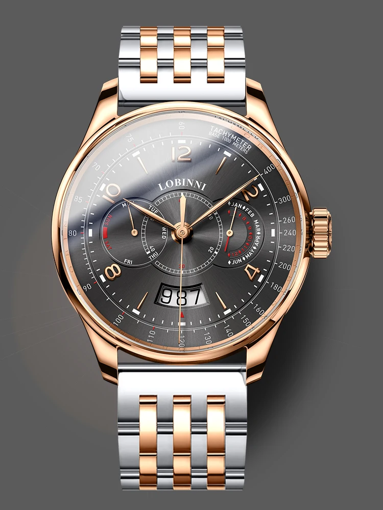 LOBINNI Japan 9122 MIYOTA Automatic Men's Watch Luxury Brand Multi-function Sapphire Tachymeter Mechanical Clock L16013-2