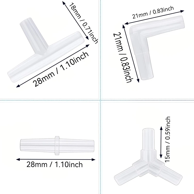 40/20 Pieces Aquarium Air Pump Connector Kit - Durable Plastic Airline Connectors, 4 Unique Designs for Fish Tank Oxygen Distrib