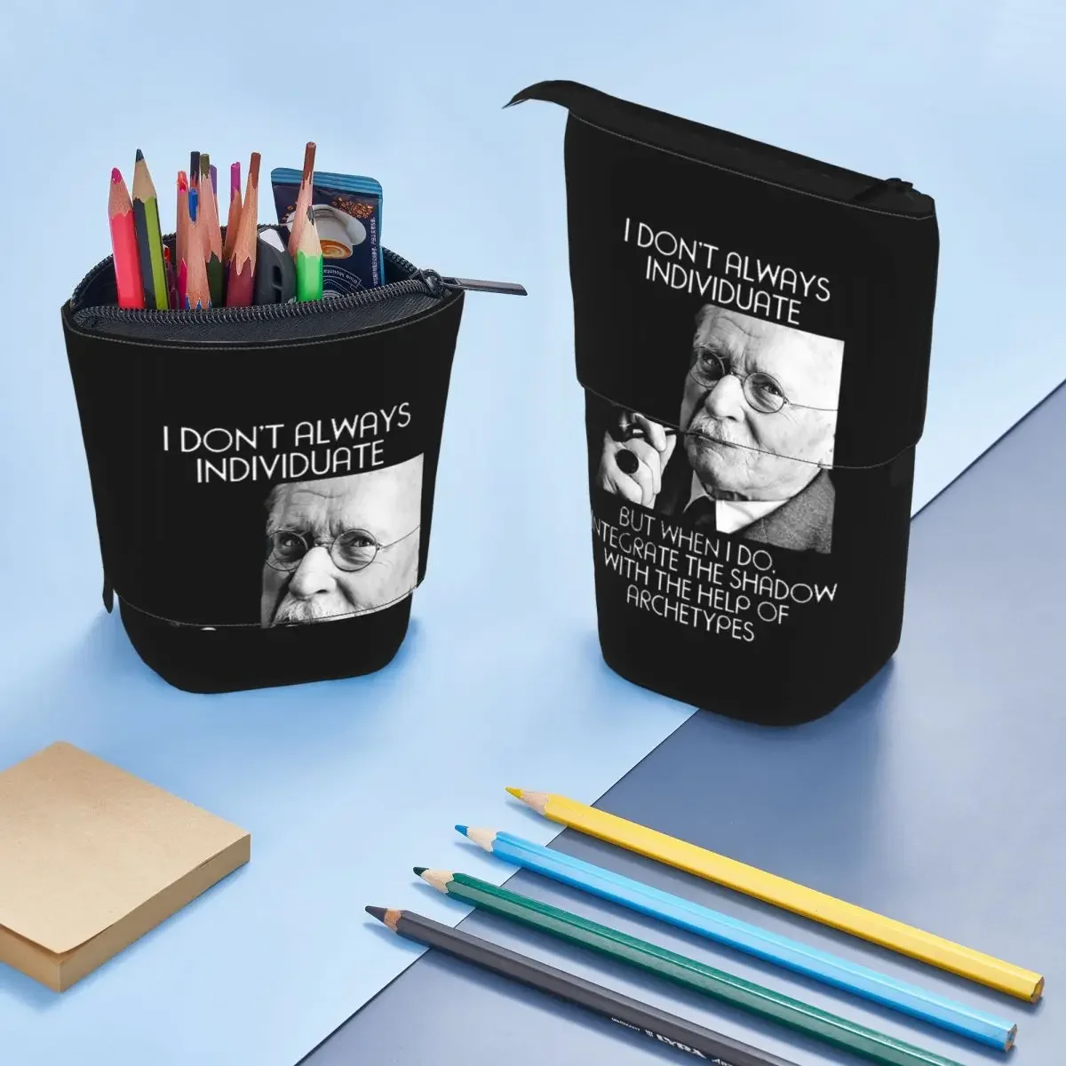 Carl Jung - Individuate Reversible Pencil Case for Students Gifts Pen Box Pencil Bag Stationery Supplies Pen Holder Bag