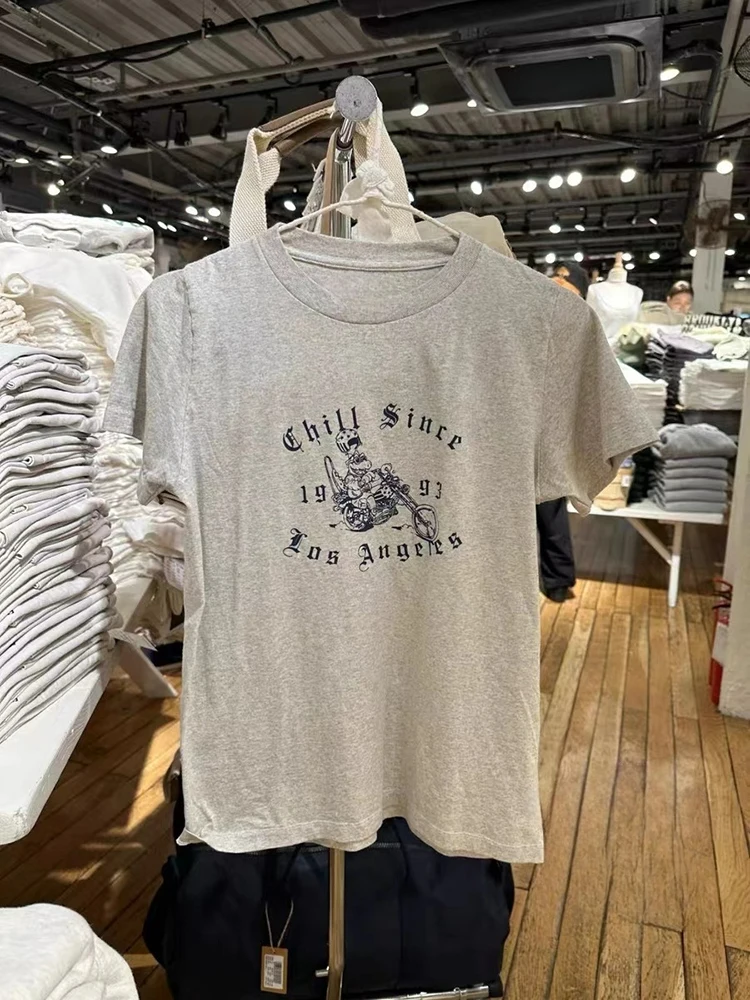 Cartoon Graphic Letters Print T-shirt Women Summer Short Sleeve O-Neck Pullover Tops Cotton Casual Rock Streetwear T-shirt Y2k