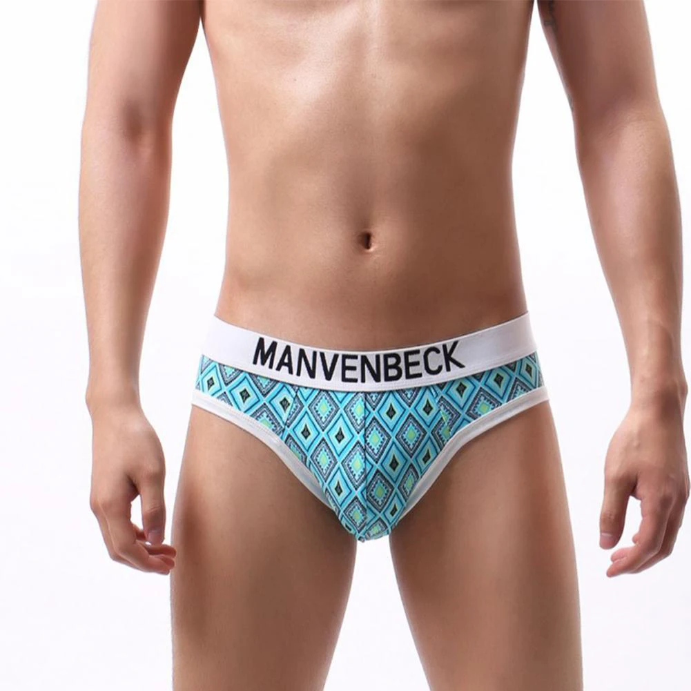 

Low Waist Men's Print Underwear Briefs with Breathable Fabric and U Convex Pouch Stretch Bikini Shorts for Year Round Wear