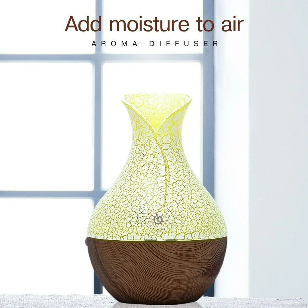เครื่องเพิ่มความชื้นในอากาศขนาด 130 มล. พร้อมไฟ LED รูปทรงแจกัน เครื่องกระจายกลิ่นหอมไฟฟ้า 7 สี ไฟกลางคืน เสียงเบา เครื่องพ่นไอน้ำสำหรับตกแต่งสำนักงานและห้องนอน