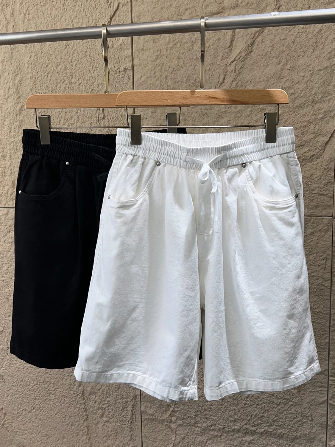 

Comfortable Breathable Men's Cotton Shorts Elastic Waist Casual Loose Pure Color Summer Shorts Korean Style Streetwear