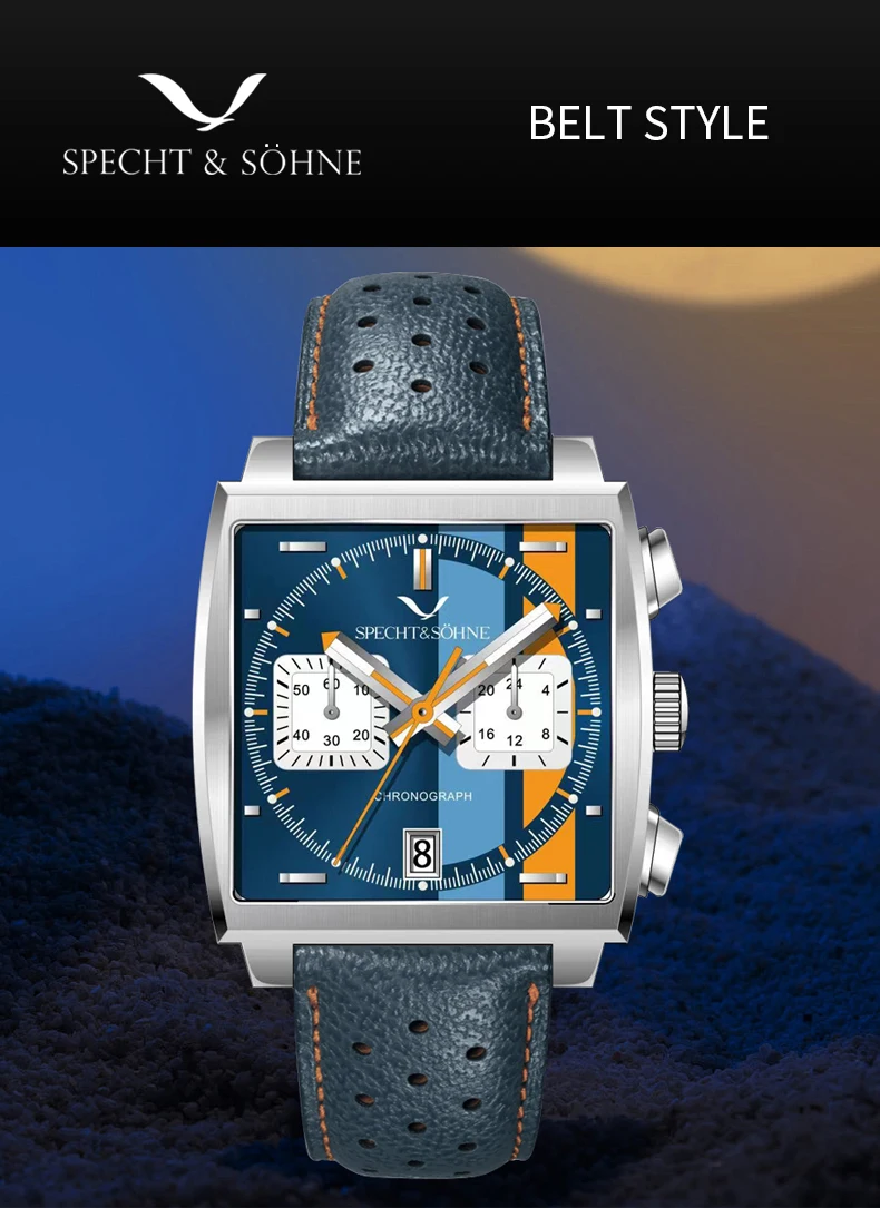 2025, Specht & Sohne, Neuheiten, Herrenuhren, Top-Marke, Luxus-Edelstahl, japanischer VK64-Chronograph, männliche Quarz-Armbanduhren – Detail 17