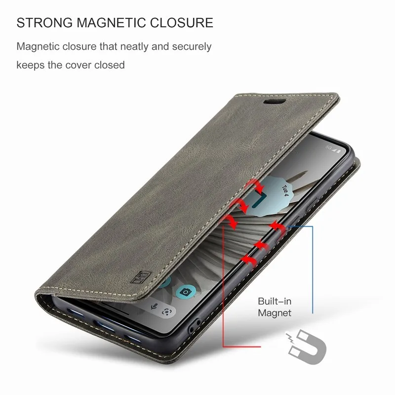 Wallet Leather Case For Google Pixel 8 7 6 Pro 7A Luxury Vintage Magnetic Flip Silicone Back Phone Bag On Pixel 7 A 8 Pro Cover