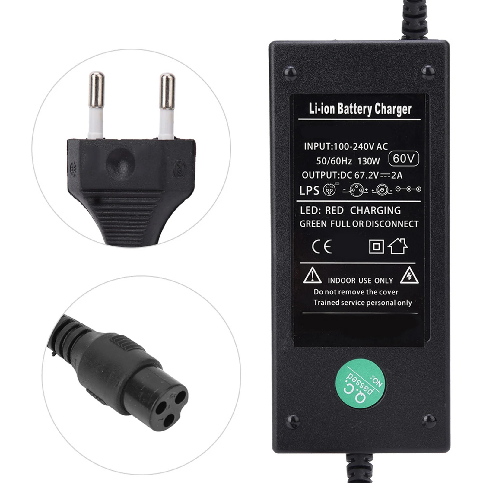 

12AH Electric Bicycle Charger EU PLUG, 12AH Plastic Portable Universal Battery Charger for Electric Scooter Bicycle DC67.2V 2A