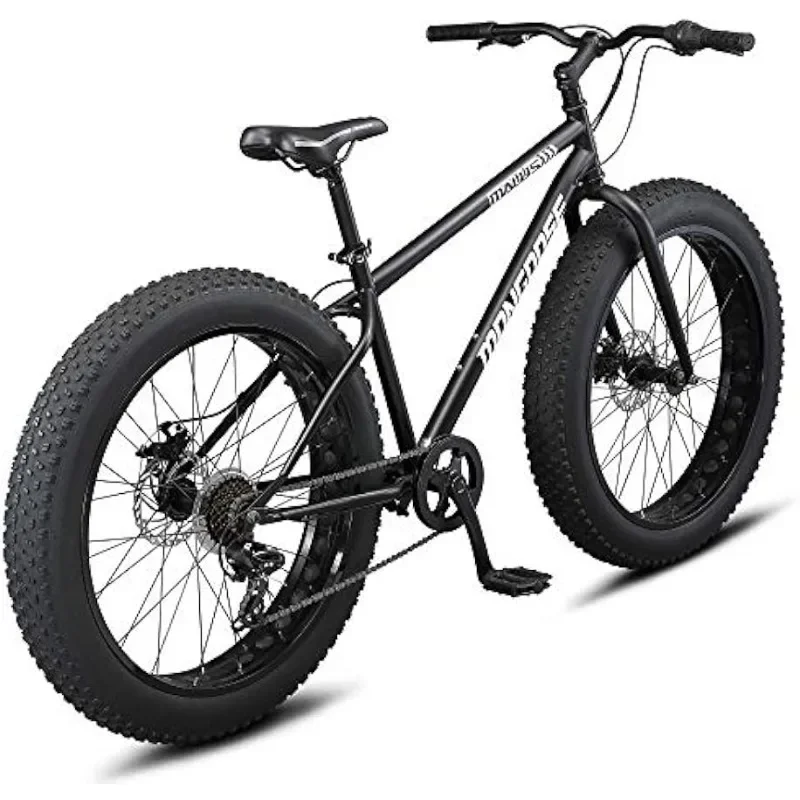 

Malus Mens and Women Fat Tire Mountain Bike, 26-Inch Bicycle Wheels, 4-Inch Wide Knobby Tires, Steel Frame