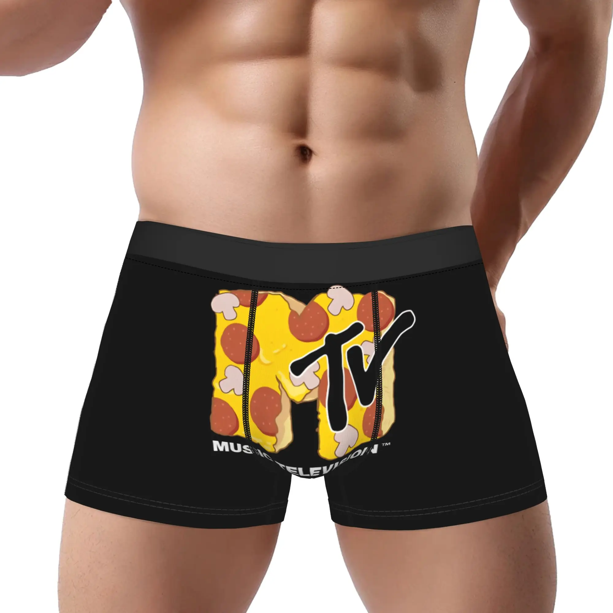 

Pepperoni And Mushroom Pizza MTV Underpants Breathbale Panties Men's Underwear Comfortable Shorts Boxer Briefs