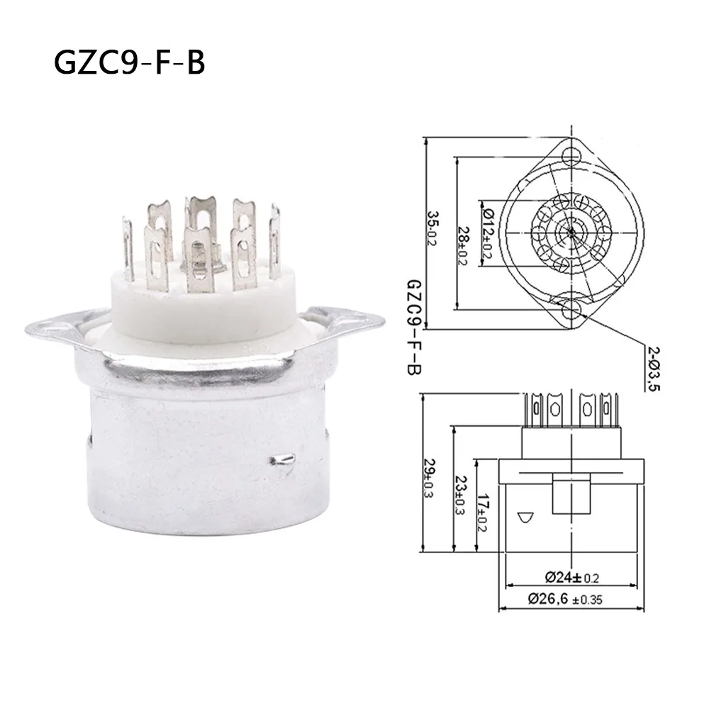 1Pcs 9Pin B9A Vacuum Tube DIY Tin-Plated Valve Base PCB Mount with Aluminum Shield GZC9