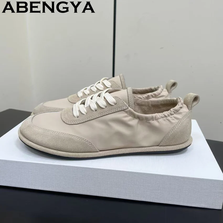 

ABENGYA/женские лоферы телесного цвета с тонкой подошвой, простые удобные повседневные летние кроссовки с круглым носком на плоской подошве, женская прогулочная обувь