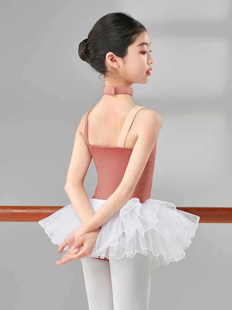 Girl Ballet Leotard With Necklace Camisole Tank Top Gymnastic Talent Show Stage Costume Toddler Dance Outfit Team Basic Summer