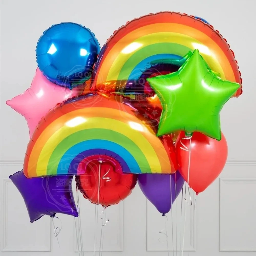 9 stücke Regenbogen Lächeln Wolke Ballon Gradient Runde Folie Luftballons 1-9 Jahre alte Kinder Geburtstags feier Dekore Baby Jubiläum