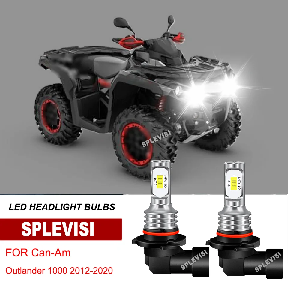 2Pc 9005 HB3 6000K LED Headlight Bulb For Can-Am Outlander 1000 2012-2020 650 2013-2017 850 2017-2020 Max-650 2013-2020