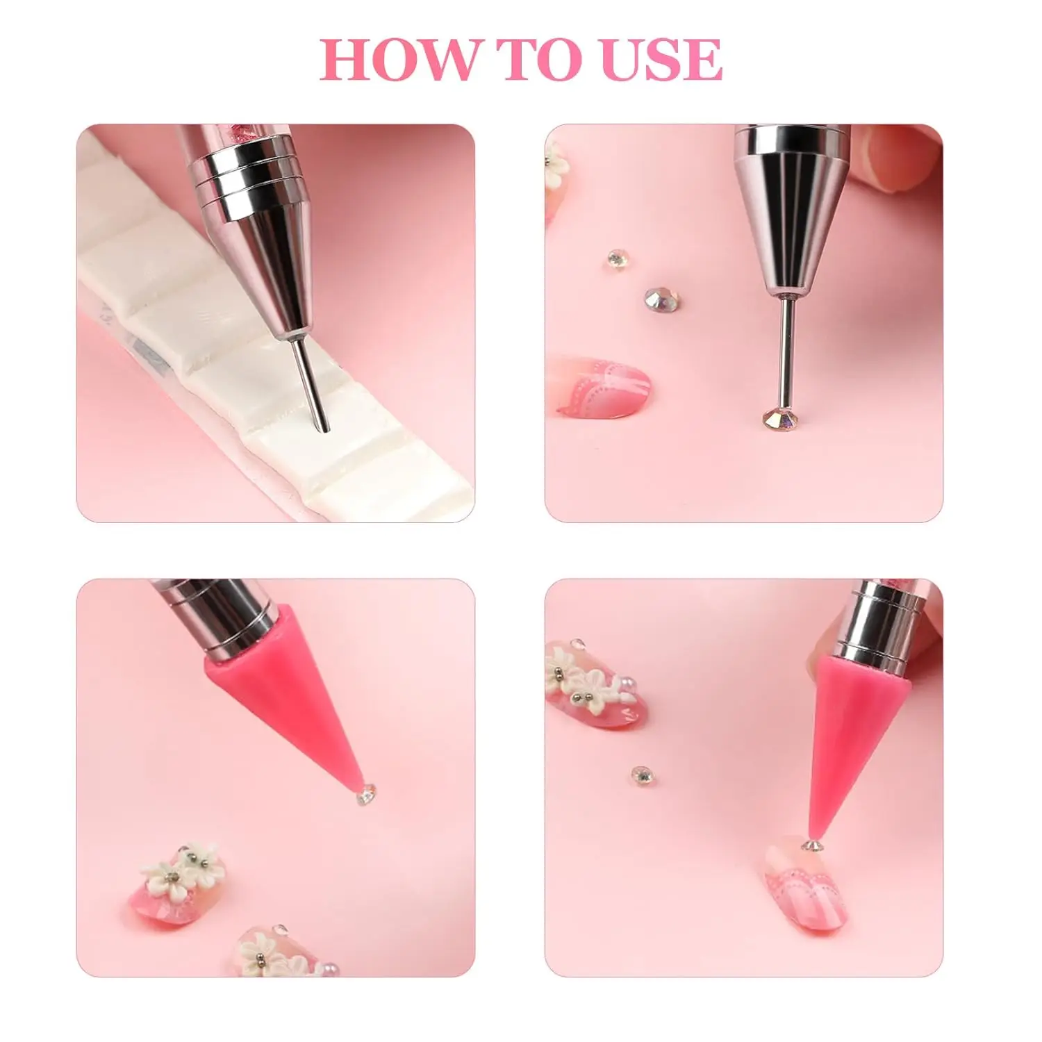 Strass-Aufnahmestift, Doppelseitiger Wachsstift für Nägel, Edelsteine, Kristalle, Nieten, Maniküre, Nagelkunst, DIY-Dekorationswerkzeug – Detail 5