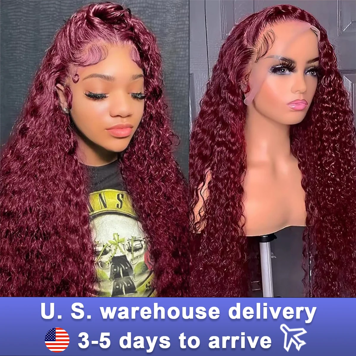 

99J Burgundy 13x6 Deep Wave Lace Front Wig 28 30 Inch Water Wave Human Hair 13x4 HD Lace Frontal Wigs For Woman Curly Remy Wigs