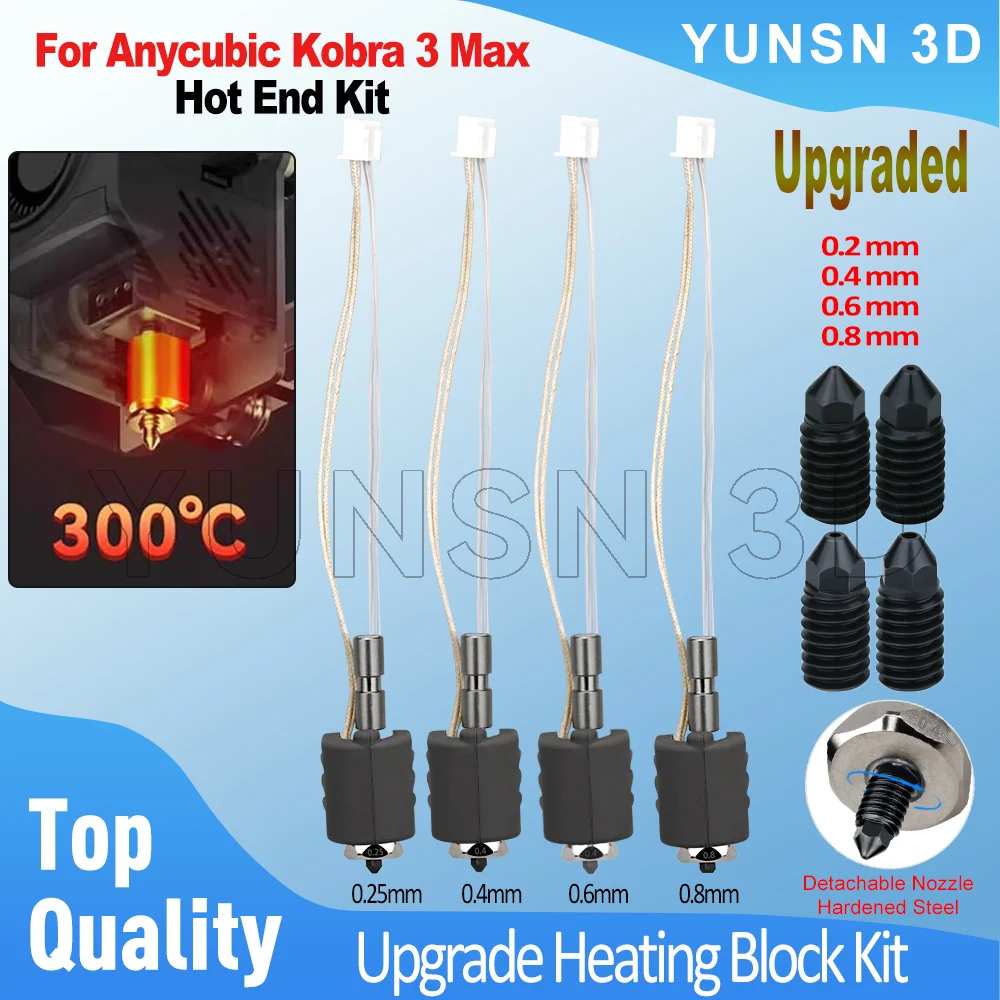 

Модернизированный комплект Hot End для Anycubic Kobra 3 Max Hotend Kit, встроенная биметаллическая съемная насадка из закаленной стали, часть 3D-принтера