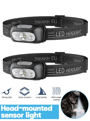 센서 헤드램프 초강력 USB 충전식 LED 헤드 램프 각도 조절 가능 헤드 플래시 야외 캠핑 낚시용