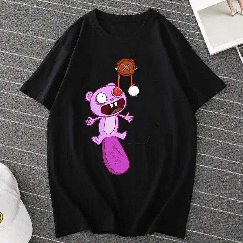 

Tree Friends Candy Kill Cartoon Pattern T-Shirt Women's Street Kawaii T-Shirt Gift Girlfriend Casual Top Funny Happy Y2k T-Shirt
