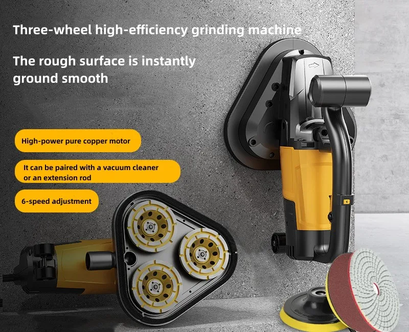 2000W Multi-functional Handheld Grinding Machine Three-head Road Electric Sander Lightweight Mini Grinder