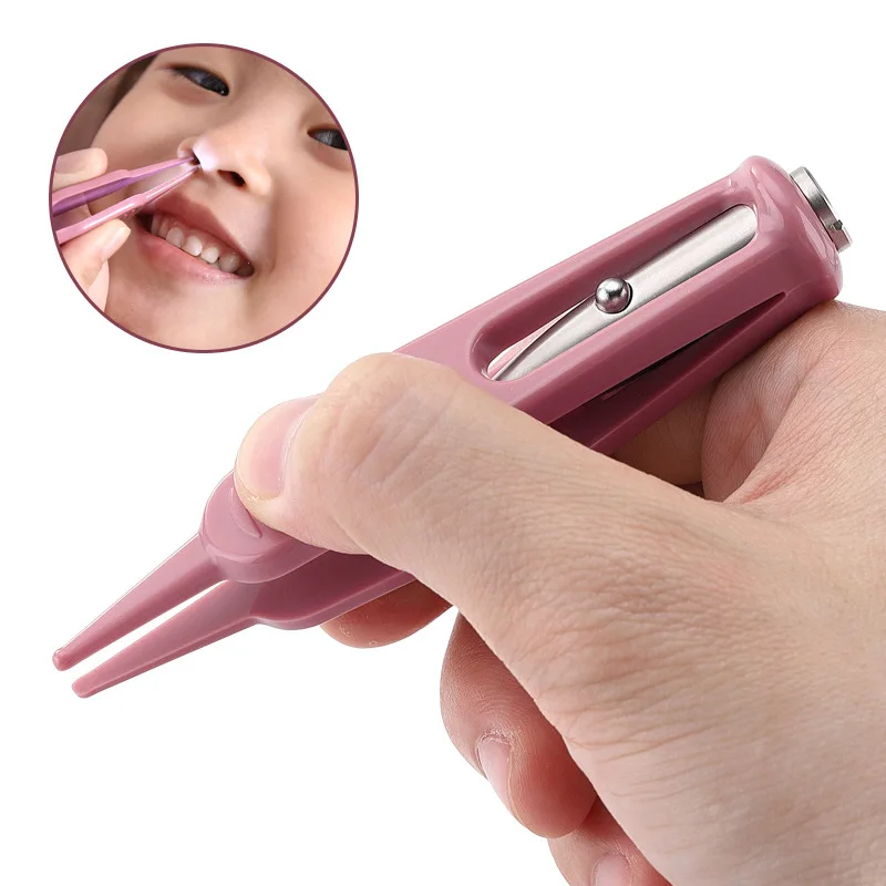 Clean Tweezer Baby Flashlight Dig Booger Clip Infants Clean Ear Nose Navel Visible Safety Tweezers Safe Forceps Cleaning