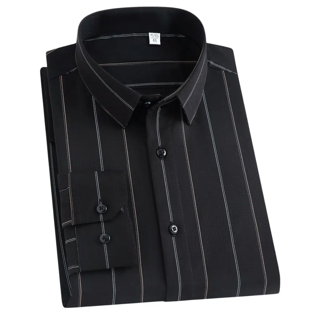 

Men's Easy-Care Wrinkle-Resistant Stretch Dress Shirt Wide Stripe Long Sleeve Formal Business Menswear Clothing Party Prom Shirt