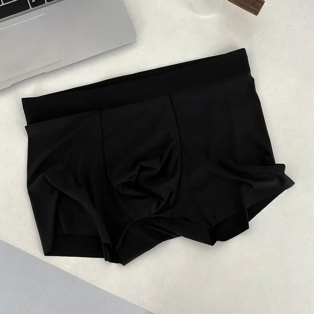 

3PCS Elastic Model Men's Flat Panties Large Size Mid Waist Boxer Shorts Male Breathable Seamless Men Underwear Male