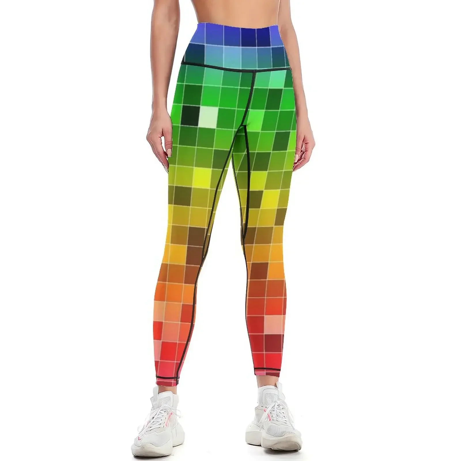 

Rainbow Geometric Squares Leggings Women's sports pants push up legging Pants sport exercise clothing for Womens Leggings