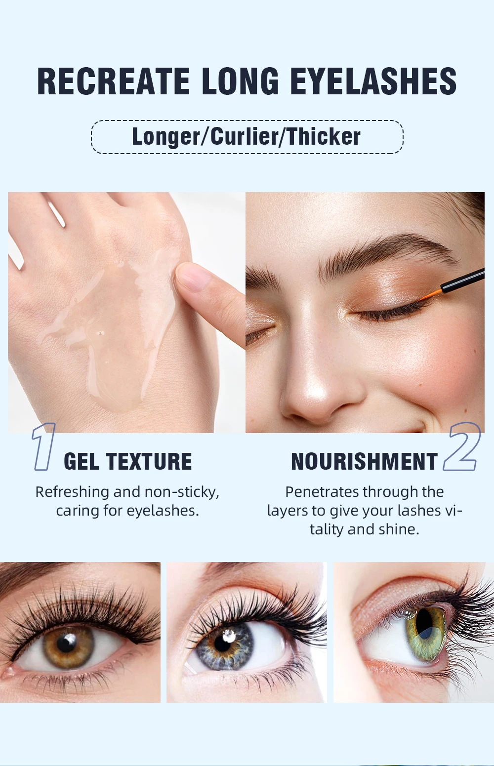 QIBEST Wimpernwachstumsserum Feuchtigkeitsspendendes Flüssiges Wimpernserum Verlängerndes Make-up Volleres Augenbrauenserum Wimpern-Kosmetik – Detail 7