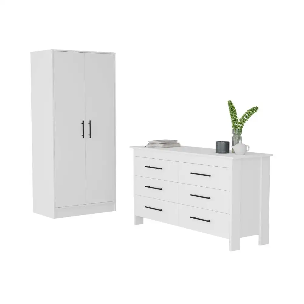 

Two piece bedroom furniture set, wardrobe+dressing table, white bedroom furniture set