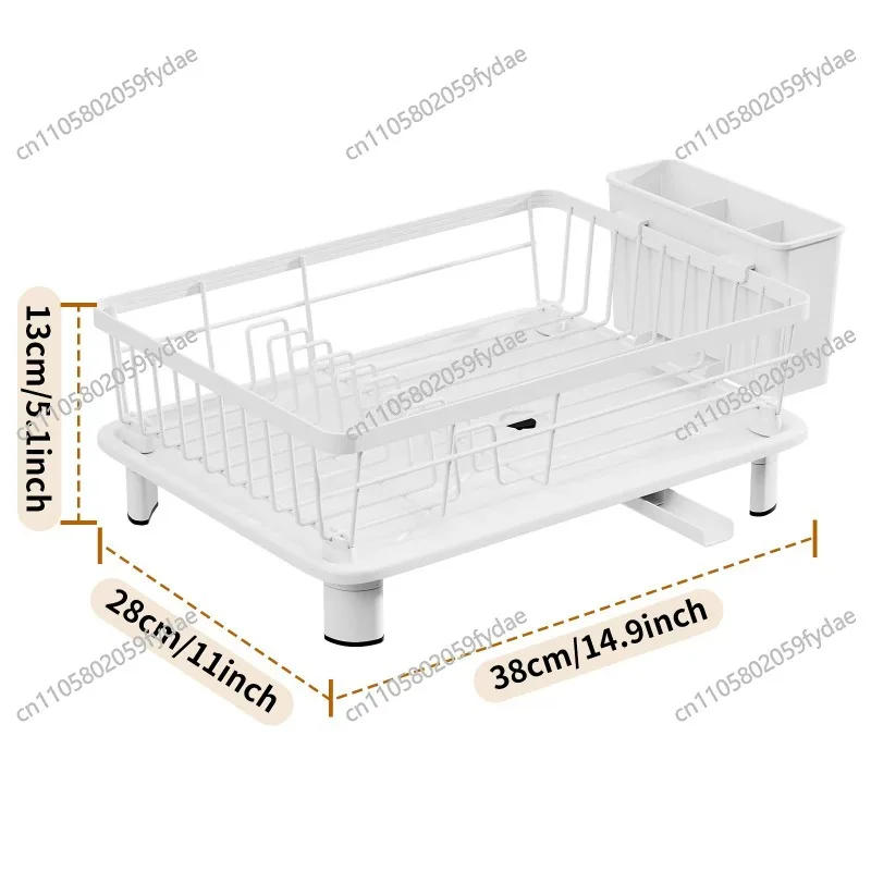 Dish Drying Rack Space-Saving Dish Rack Large Capacity Dish Rack With Removable Drainboard Cutlery Cup Holders And For Sink