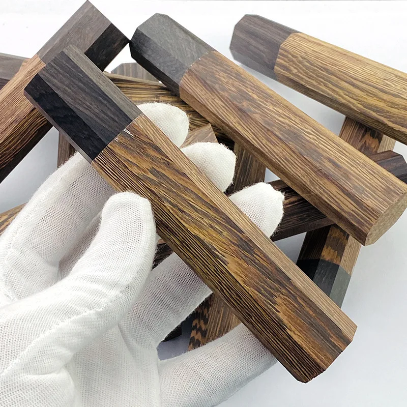 1piece Olive wood + Ebony Octagonal Knife Handle for DIY Semi-finished Damascus Knife Handle Material Kitchen Knife Handle