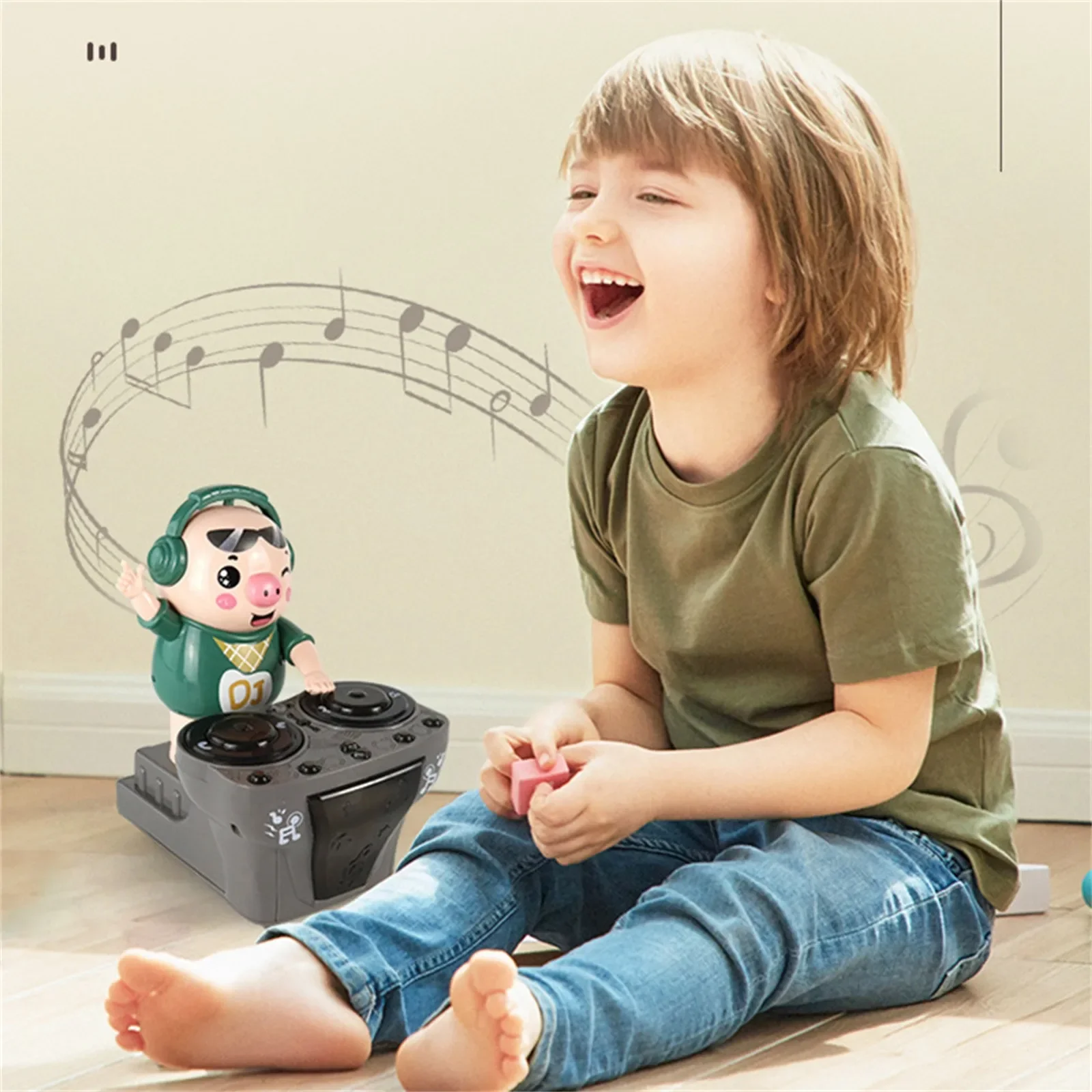 

DJ Electric Music Dancing Pig Toy Rock Light Music Children's Toys Electric Doll Light Toys 3 Sound Effects Baby Musical Toys