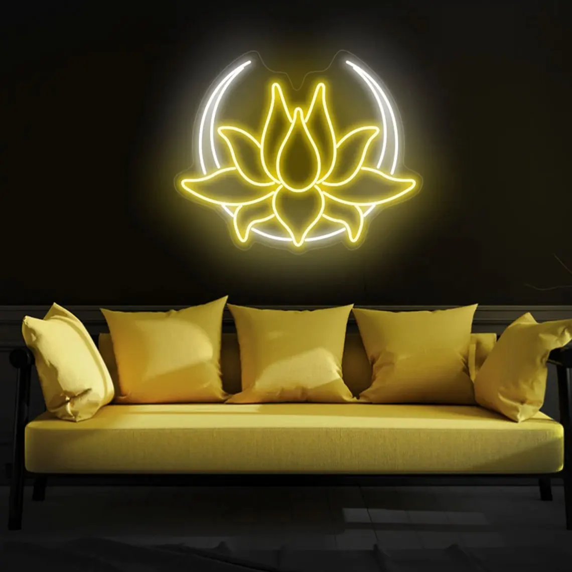 Lotus Neon Sign Moon Lotus Flower  Home Sign Wall Art Decor Bar Shop Club Sign Birthday Gift Neon Kids Baby Room Night Neon