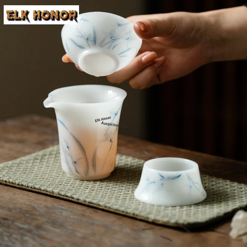 ZAEYORIA Ice Crystal Jade Mineral Clay Orchid Tea Separator Infusor Tea Strainer Dispenser Tea Maker Tea Filter Tea Items Craft