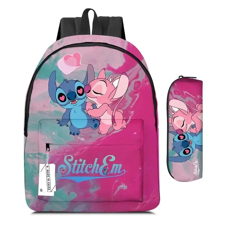 

Disney Cartoon Schoolbag Stitch Primary School Teenagers Backpack Two-piece Large-capacity Student Schoolbag Pencil Case Miniso