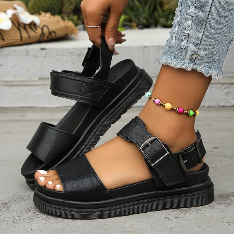 2024 new flat sandals women sandals muffin bottom Roman style casual thick soled women shoes sports