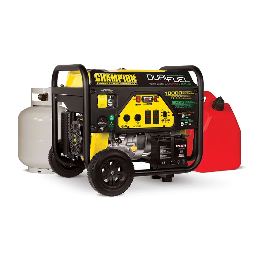 YUNYI Champion Wholesale 8kw Single Phase LPG Gasoline Dual Fuel Electric Home Use Mini Portable Open Frame Generators