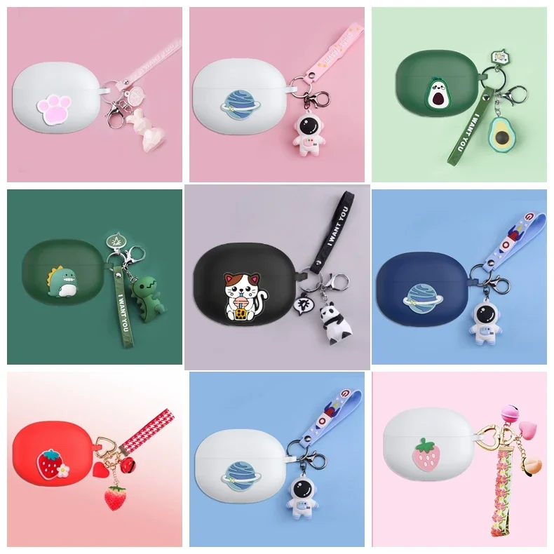 Мультяшный чехол для EarFun Air 2, милый силиконовый чехол с животными/персиком/авокадо для EarFun Air2