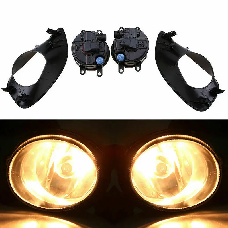 Pair Halogen Fog Light Cover Lamp Assembly with Bulb Cable & Switch for Toyota Vios/Limo Yaris Sedan 2007-2013