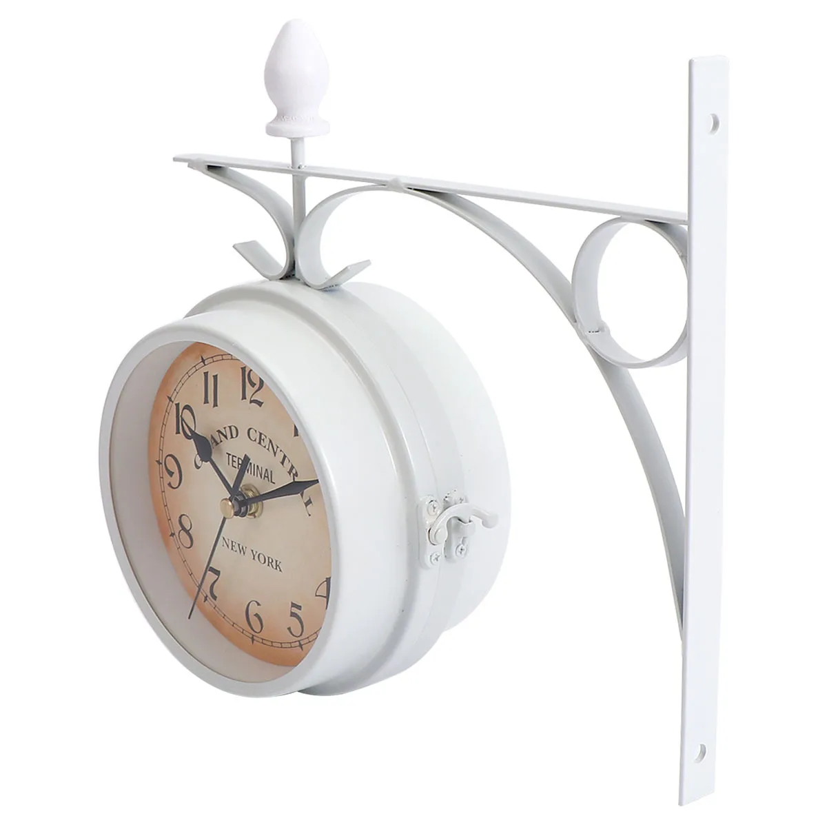 

Retro Wall Double-Sided Hanging For Home Double-Sided Wall Clock Decor Quiet Room White Round Clock Decorative Timepiece