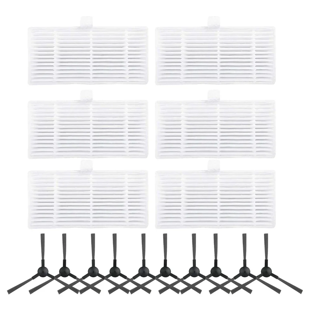 6pcs Filters +10pcs Side Brushes Replacement For TL30U1 / S 2 Robot Vacuums Side Brush Filter Spare Part Accessories