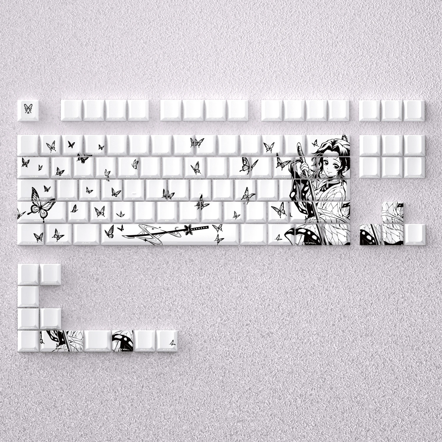 98 مفتاح كاب Kochou Shinobu مفاتيح لطيف أنيمي كيكابس PBT الكرز الشخصي Keycap لوحة المفاتيح الميكانيكية Made68 Mad68 Wooting 60