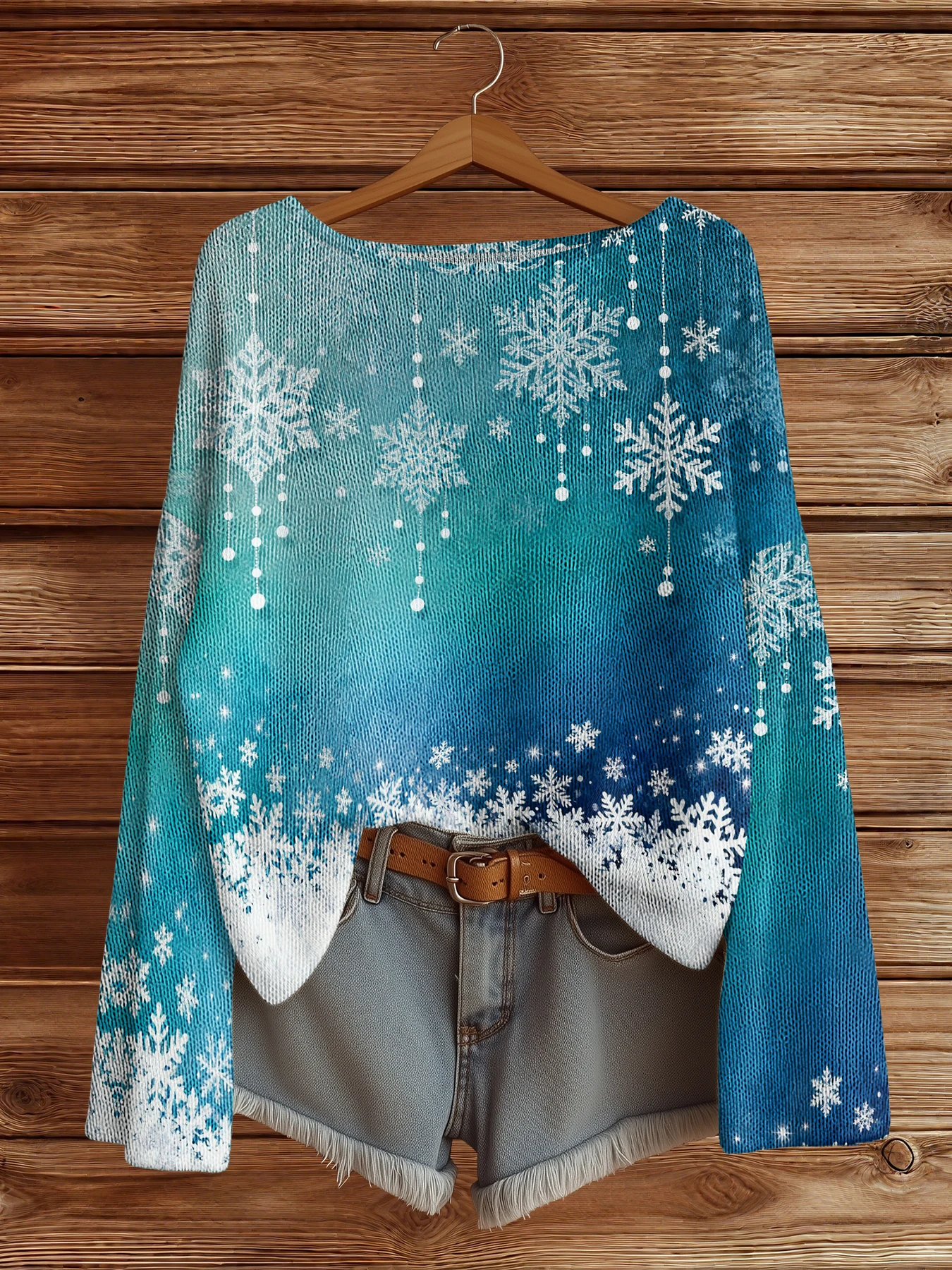 

Женский повседневный вязаный пуловер с принтом снежинок, свитера с круглым вырезом и длинными рукавами, свободный свитер, модные уличные джемперы, топы