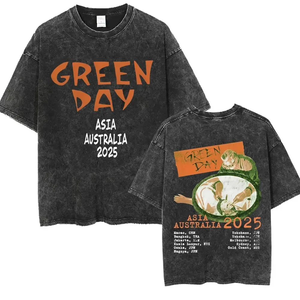 

Washed Oversized Band Green Day T Shirts Women Hip Hop Gothic Rock Vintage Punk T Shirt High Quality Harajuku Streetwear T-shirt
