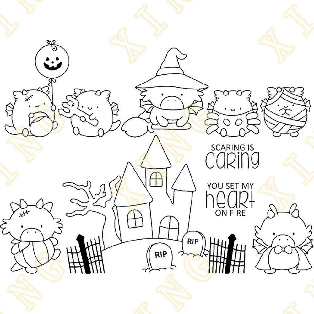 New Scaring Is Caring Metal Cutting Dies Clear Stamps Scrapbook Diary Decoration Embossing Stencil Template Diy Greeting Card