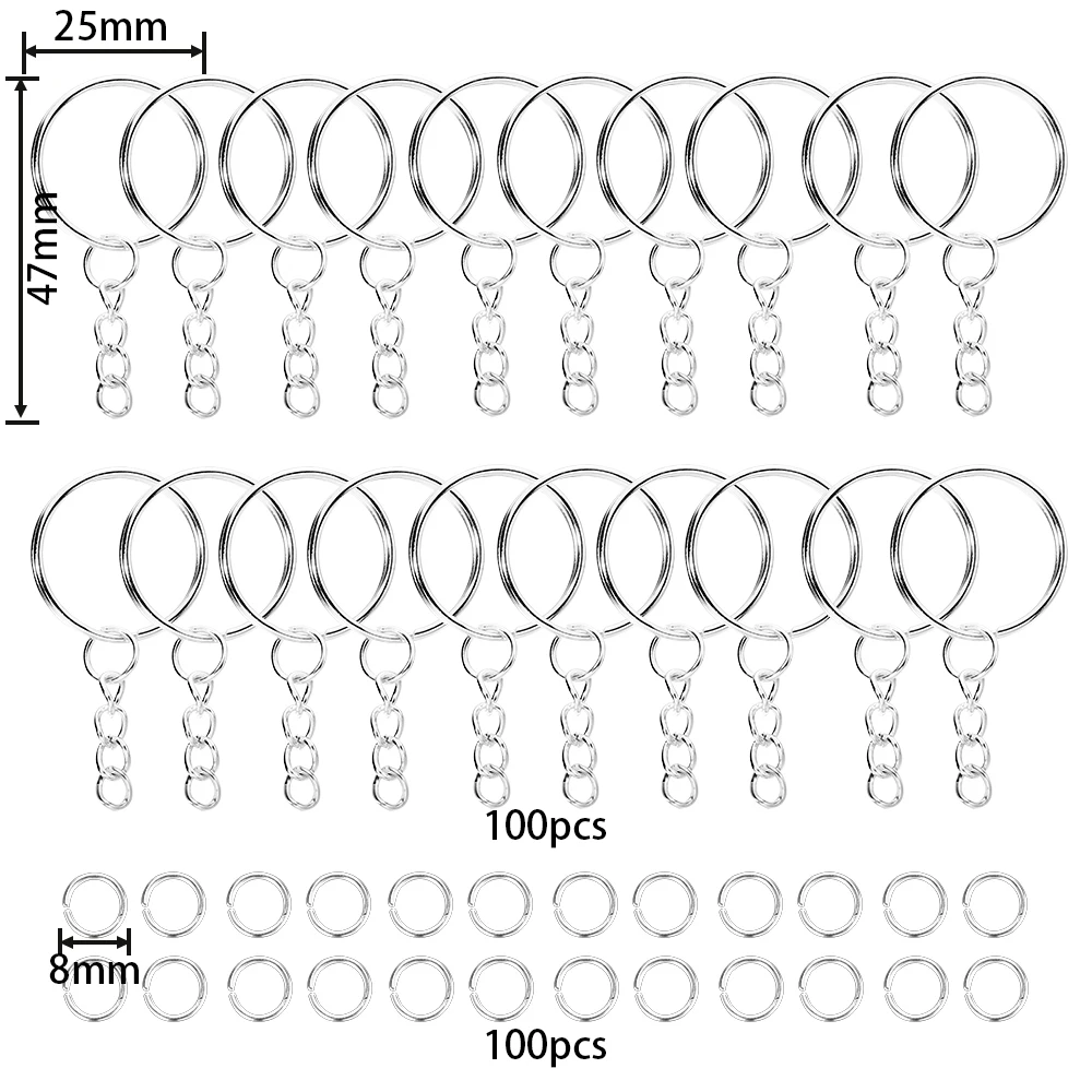 200Pcs/Set Swivel Snap Hook and Key Rings with Jump Rings Connectors for DIY Keychain Lanyard Jewelry Making Supplies