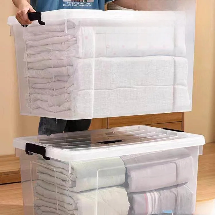 

Утолщенный пластиковый контейнер для хранения одежды с ручкой, высокопрозрачный, большой, для домашнего использования