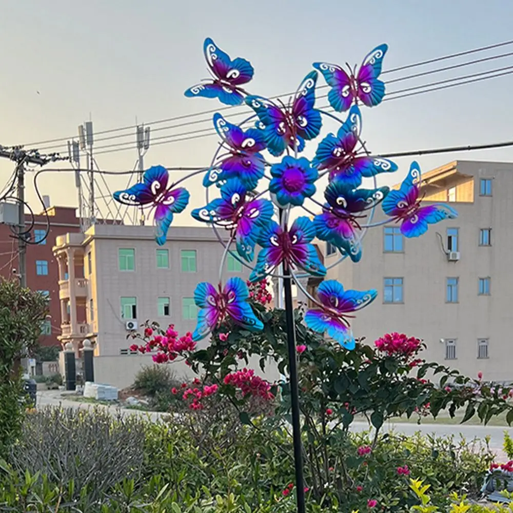

Rotating Butterfly Wind Spinner Removable Creative Gardening Plug Pinwheel Durable Iron Art Wind Collectors Rotator Villa