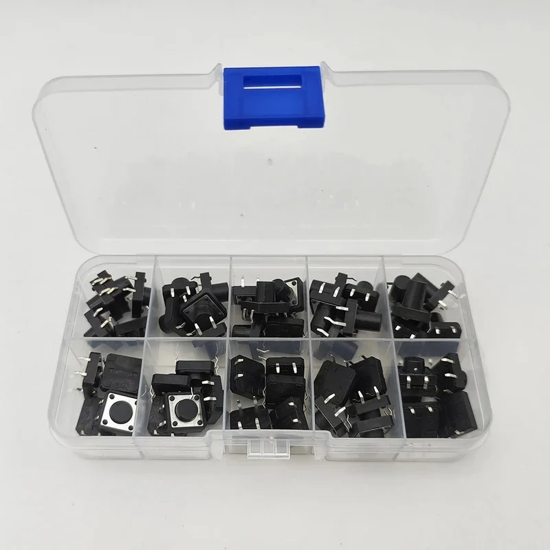 50Pcs/Box PCB Tactile Tact Push Button Switch DIP 4Pin Micro Switch 12x12x4.3/5/6/6.5/7/8/9/10/11/12mm